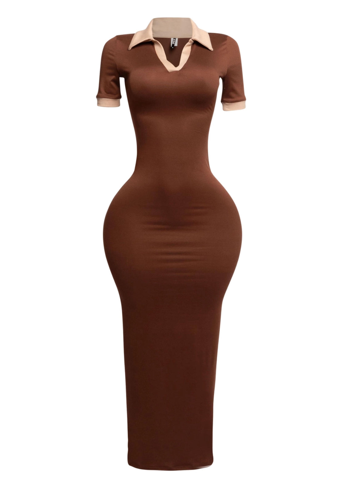 Collar Neck Short Sleeve Maxi
Dress