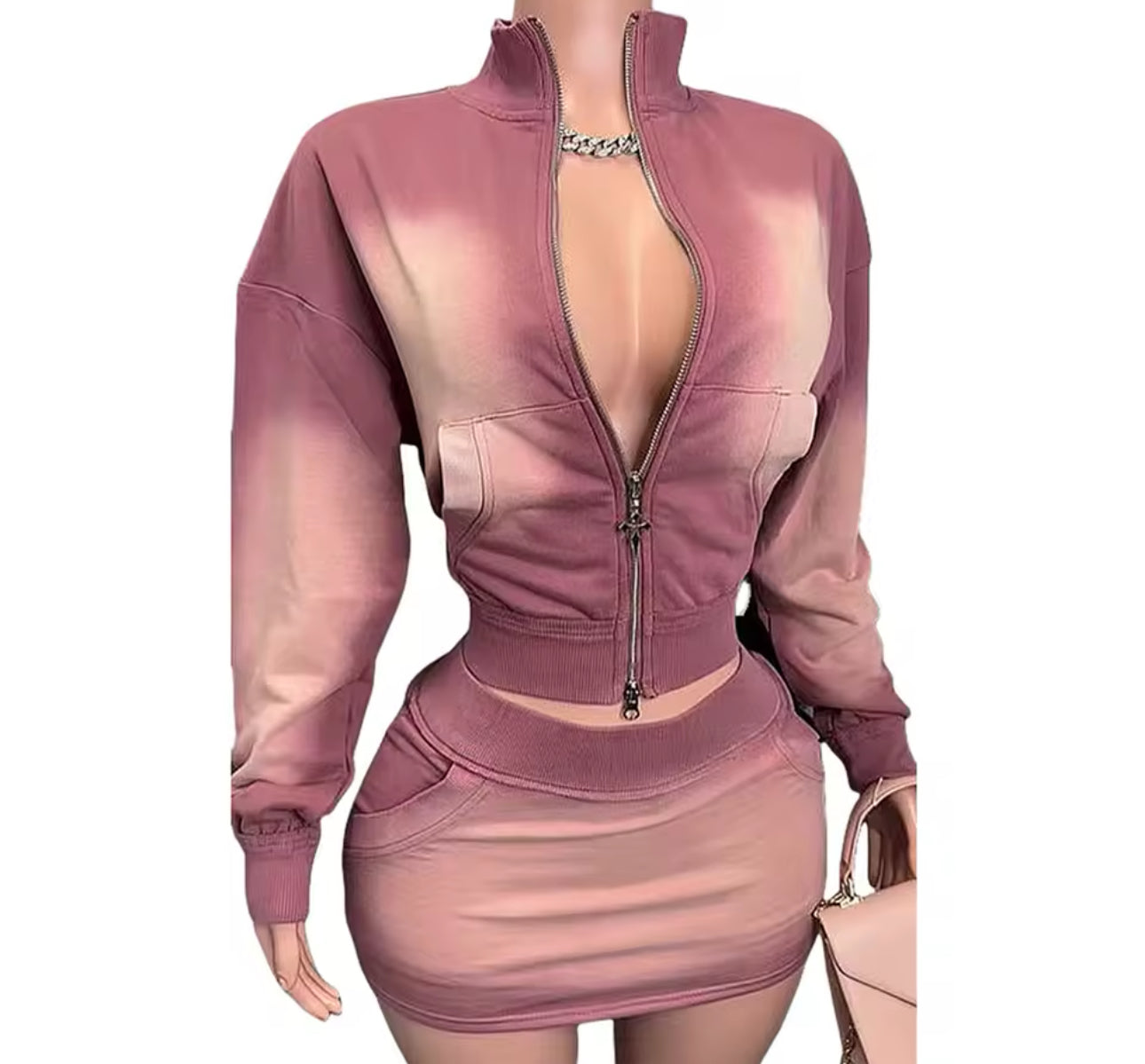 Pink ombre Print 2 Two Piece Sets Women Outfits
