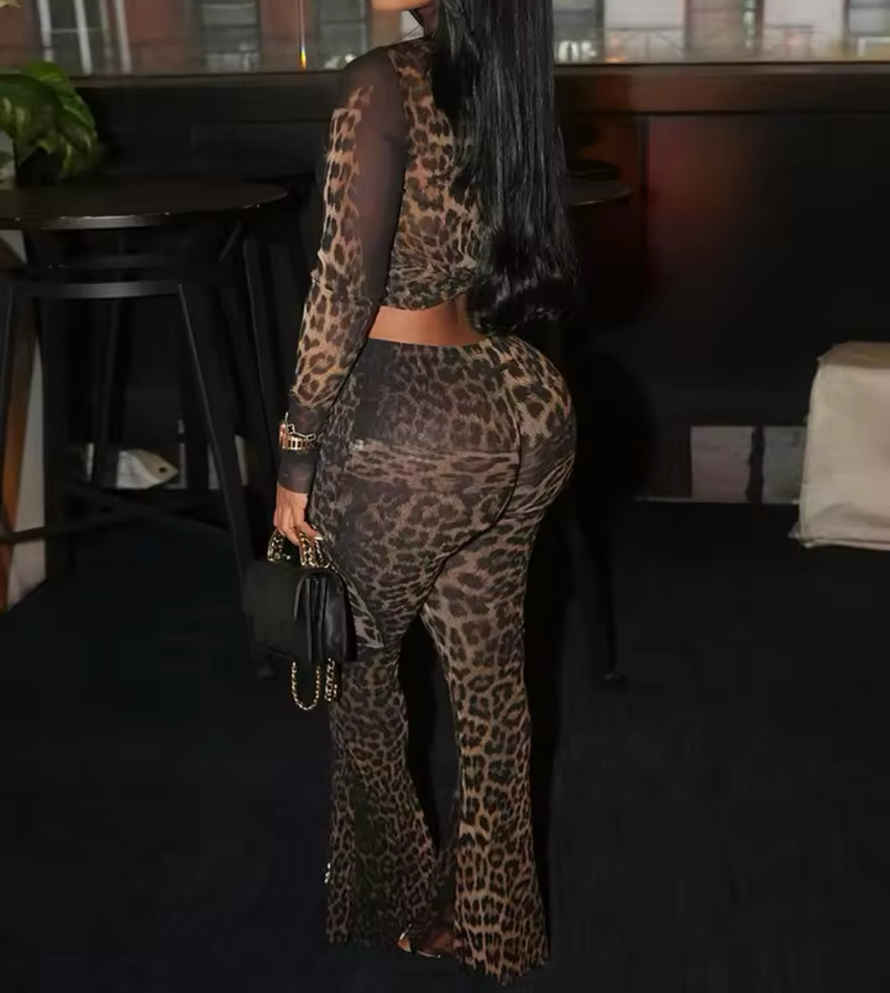 Mesh midnight leopard set