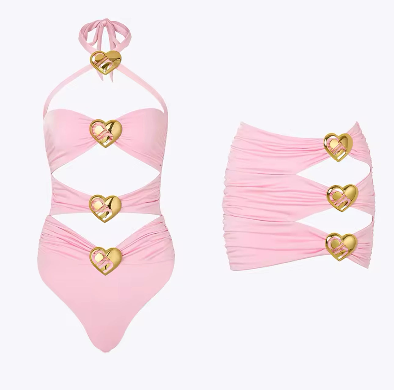 Pink heart women’s swimsuit set