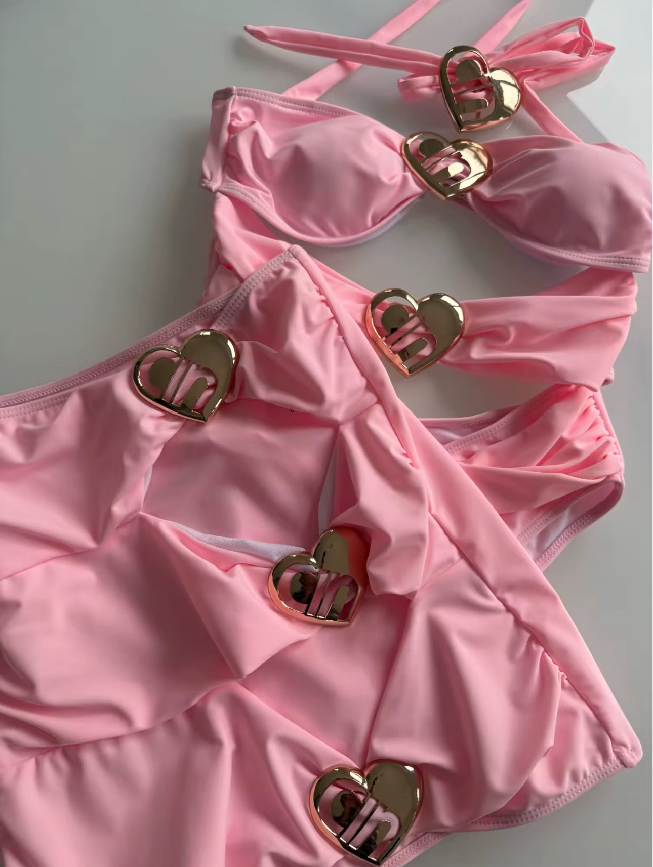 Pink heart women’s swimsuit set