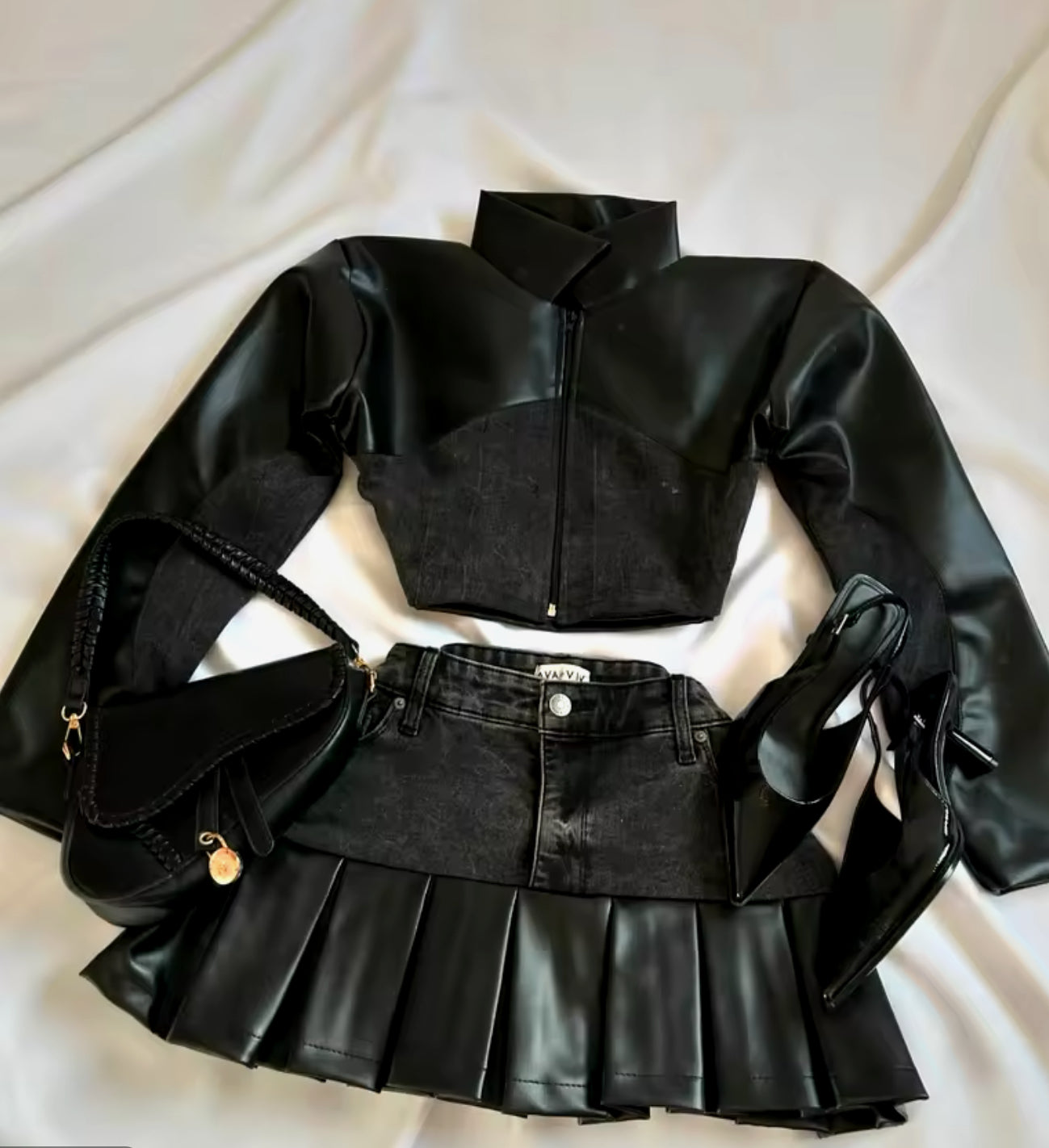 2pc cropped jacket and skirt fitted