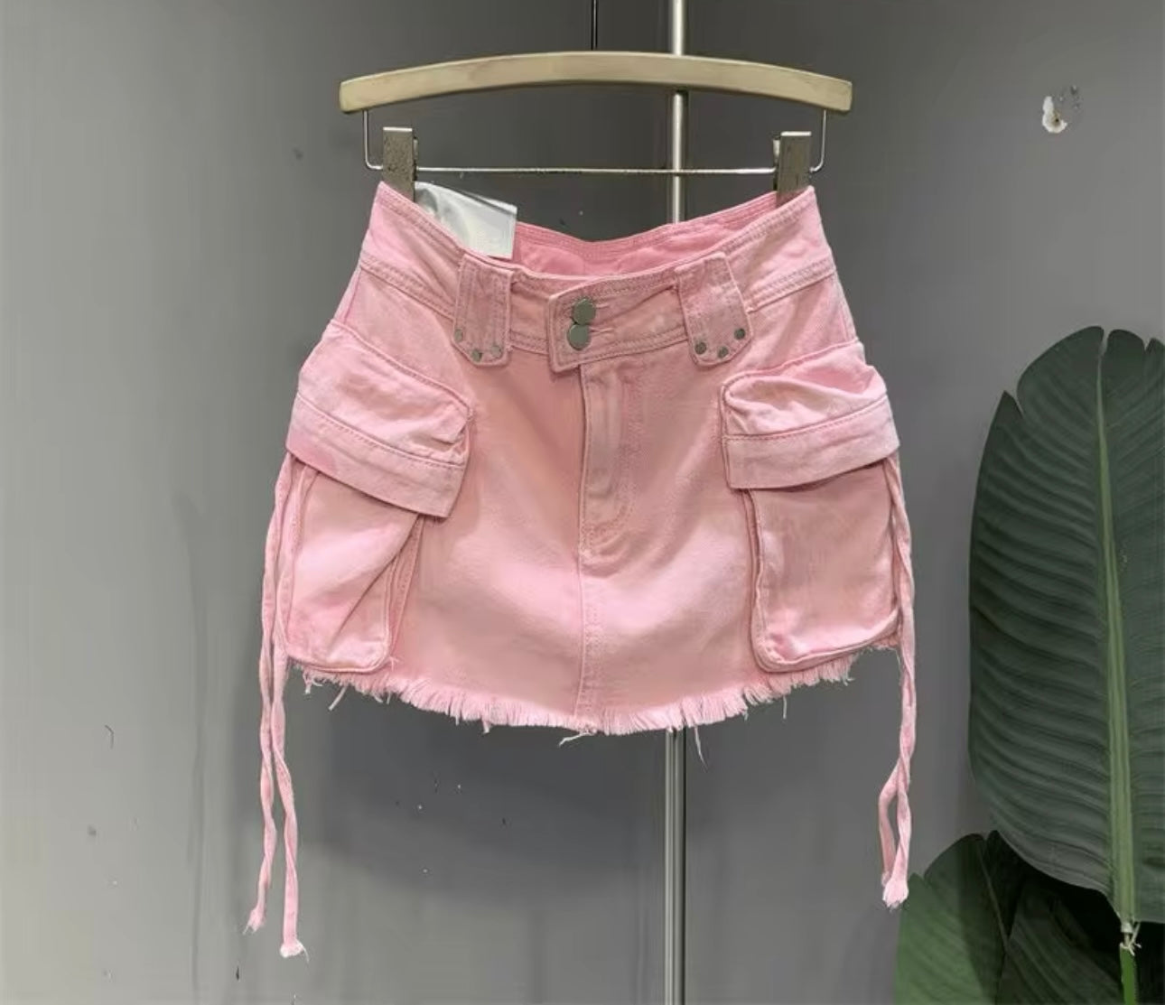 pink mini skirt